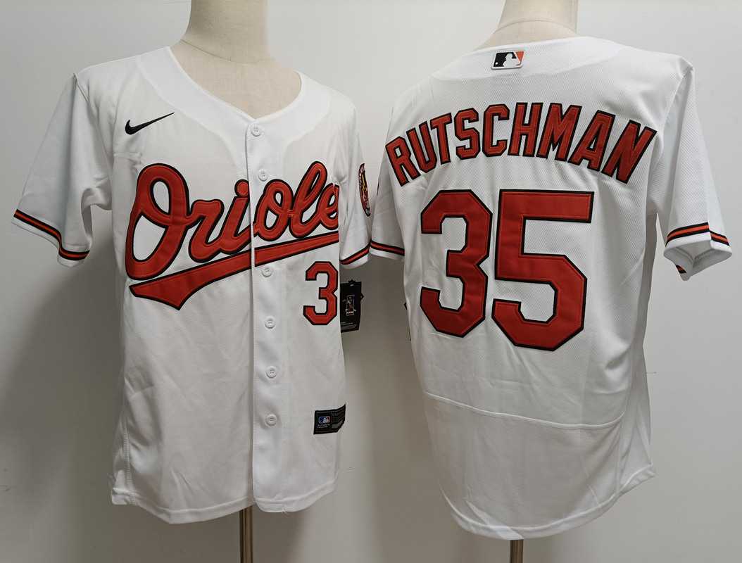 Mens Baltimore Orioles #35 Adley Rutschman White Stitched Flex Base Nike Jersey->baltimore orioles->MLB Jersey